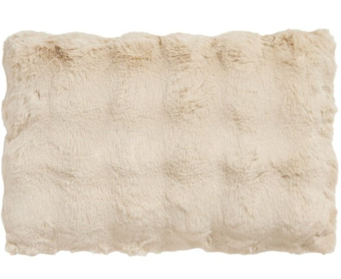 Polštář Misty Beige, umělá kožešina, 60x40 cm