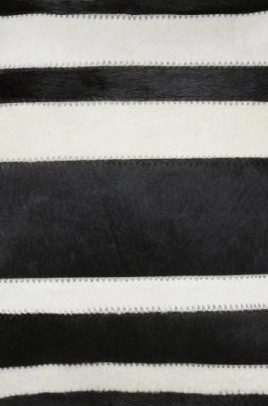 Polštář hovězí kůže Stripy, černobílý, 45x45 cm