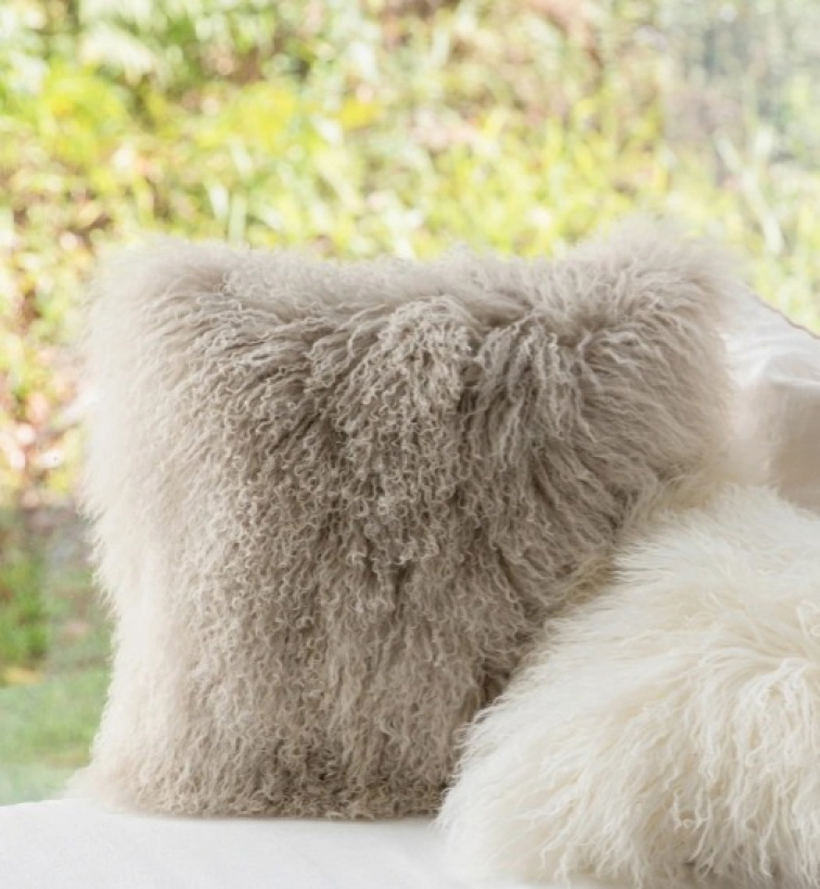 Kožešinový polštář Brown, tibetská kožešina, 40x40 cm