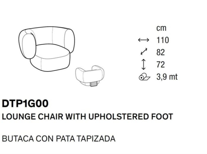 Křeslo Glen Lounge s čalouněnou nohou, CS3474-LA