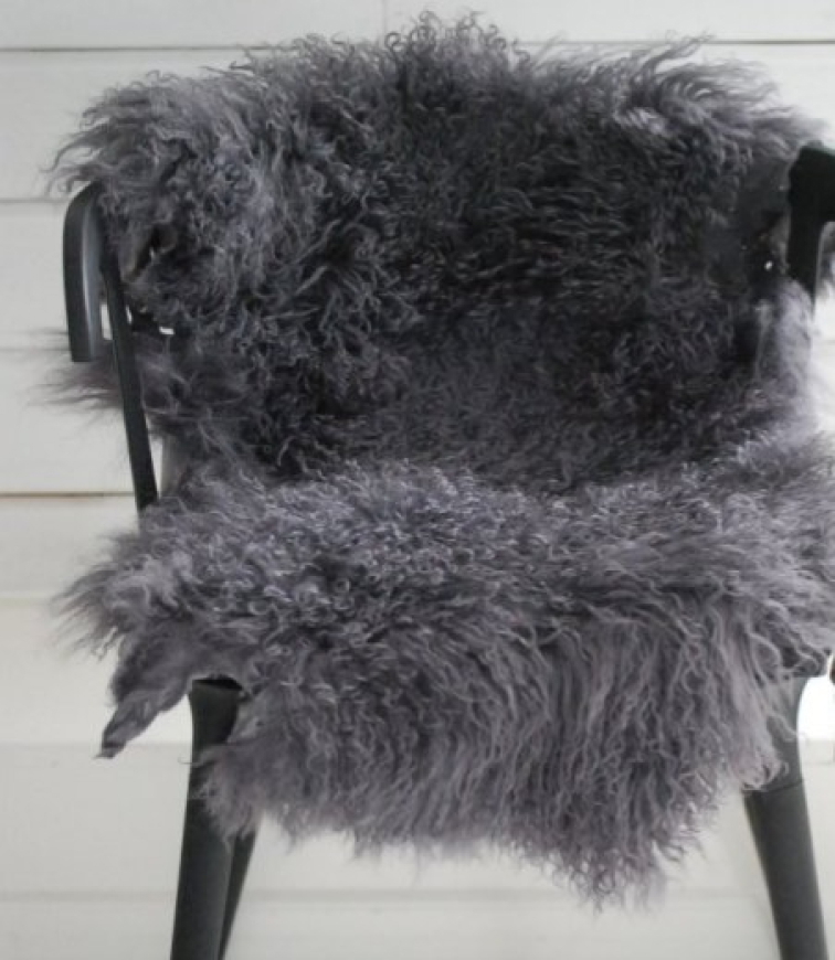 Tibetská kožešina Solid Grey, šedá, 95x55 cm