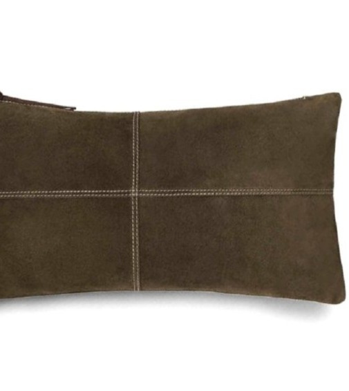 Povlak na polštář Hamza, olivově zelená kůže, 60x30 cm