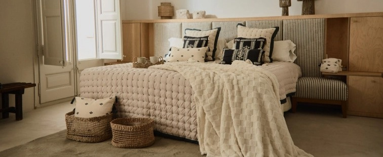 Bavlněný přehoz Nimes Beige, prošívaný, 240x260 cm