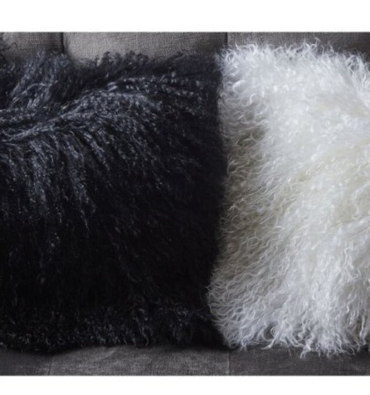 Polštář tibetská kožešina, černá - 40x40 cm