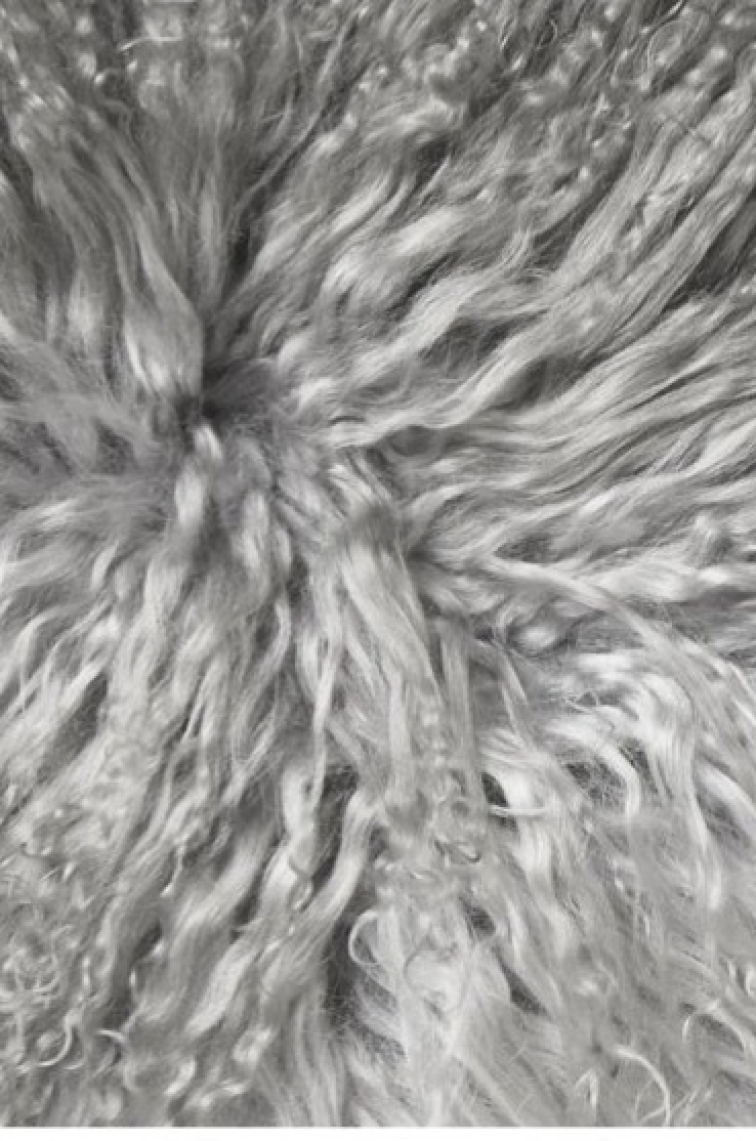 Polštář tibetská kožešina Shansi, šedá Degradé - 60x40 cm