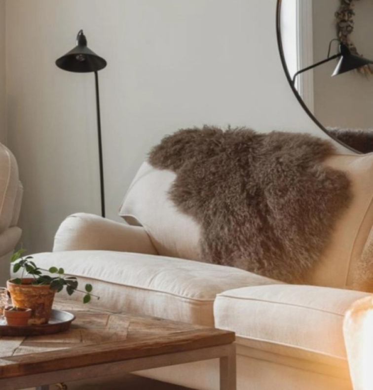 Polštář tibetská kožešina Shansi Cognac, koňaková, 40x40 cm