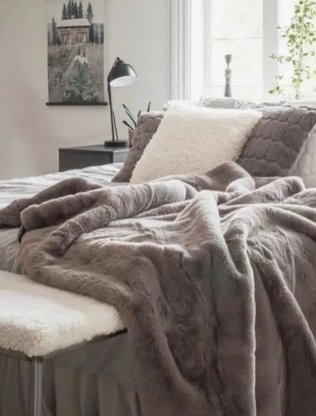 Polštář Bubble Grey, 45x45 cm, umělá kožešina, šedý