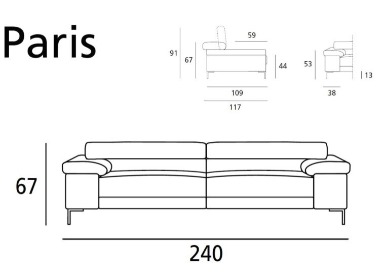 Pohodlná pohovka Paris, 180 cm, kůže, látka