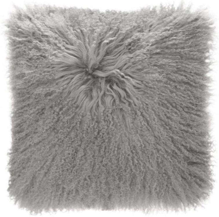Polštář tibetská kožešina Shansi Steel, šedá, 40x40 cm
