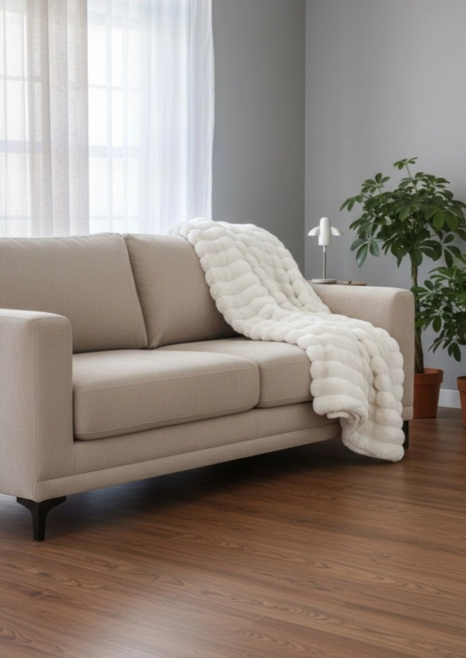 Hřejivý přehoz Cedric White, bílý, se 2 povlaky na polštáře 270x270 cm