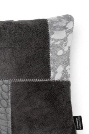 Polštář z hovězí kůže Resty, stříbrno-šedý, 45x45 cm