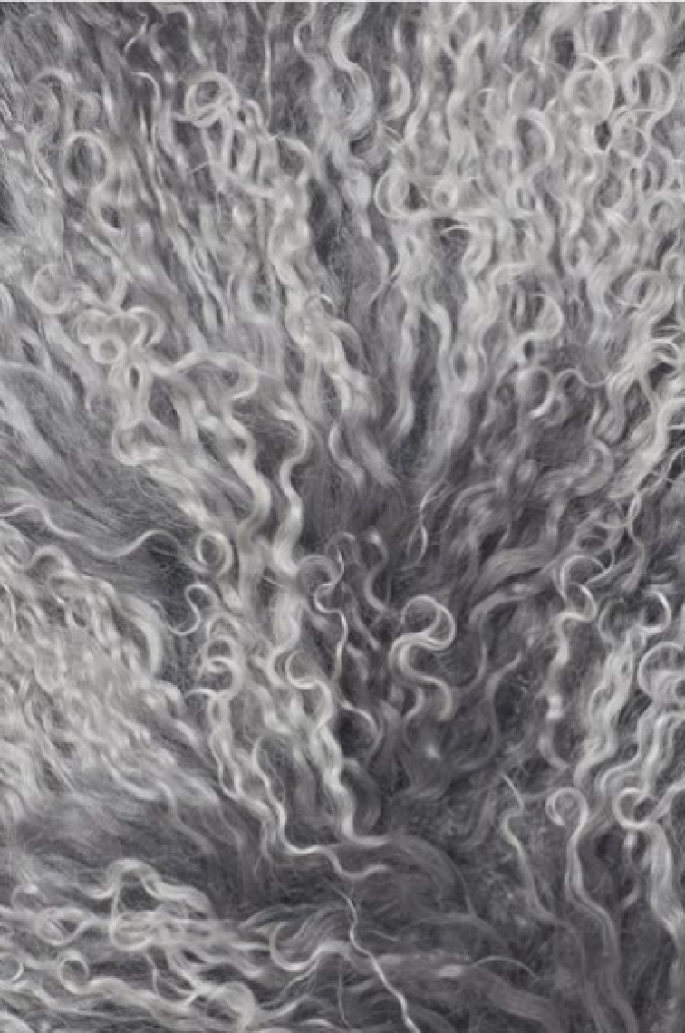 Polštář Silvertop, tibetská kožešina, šedá, 40x40 cm