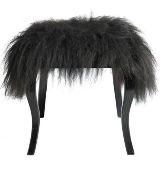 Kožešina na židli Molly, černá, patchwork, 37x37 cm