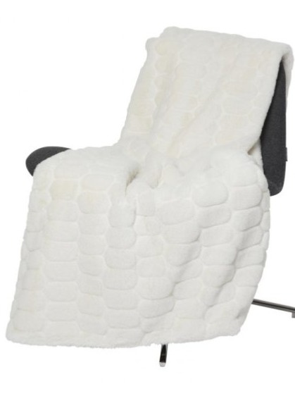 Pléd Bubble, umělá kožešina, slonová kost, 120x180 cm