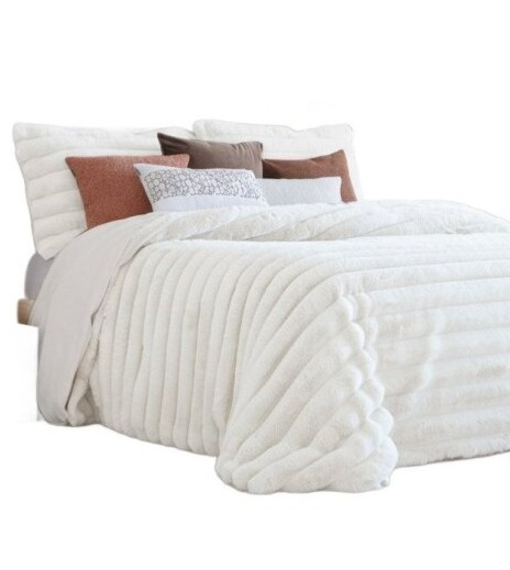 Hřejivý přehoz Cedric White, bílý, se 2 povlaky na polštáře 270x270 cm