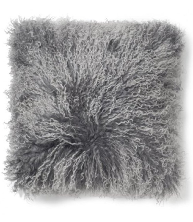 Polštář Silvertop, tibetská kožešina, šedá, 40x40 cm