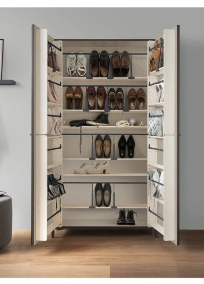 Botník Linear se zrcadlovými dveřmi, 40 párů bot