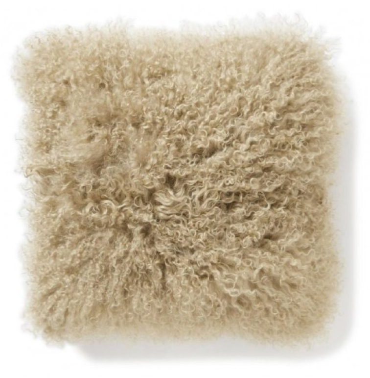 Polštář Light Beige, tibetská kožešina, béžová, 40x40 cm
