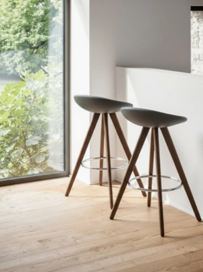 Barová židle Palm Wood, dřevo, umělá kůže, v.67 cm, CS1811-SK