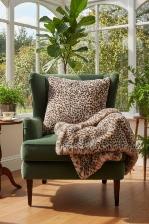 Leopardí přehoz Leo Cream, pléd, 140x220 cm