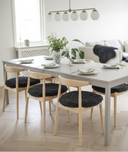 Kožešina na židli Curly Dark Grey, antracitová, Ø34 cm