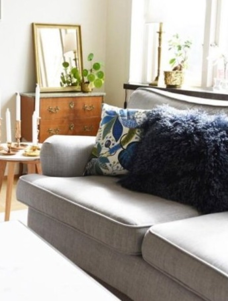 Polštář tibetská kožešina Shansi, modrá Blue Lighttop, 40x40 cm