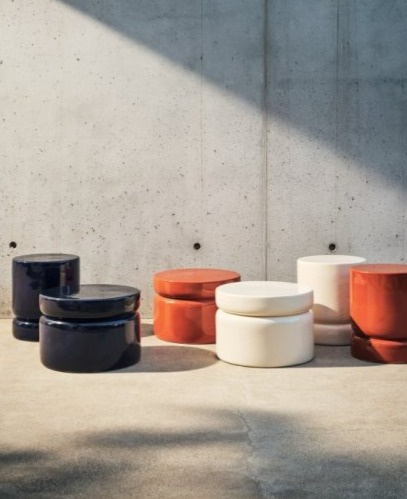 Keramický taburet Bambu, Ø38x45 cm, CS5152-A