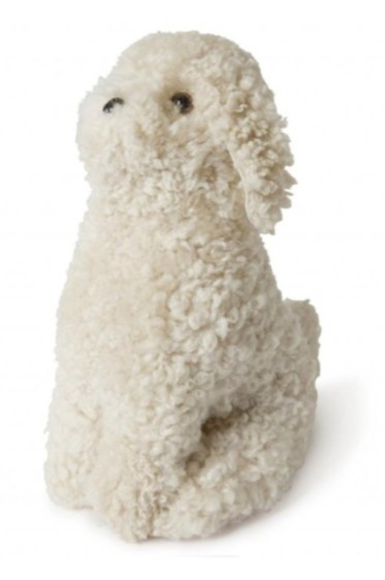 Hračka štěně Milou, kudrnatá kožešina Curly, přírodní Pearl