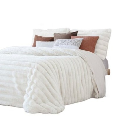 Hřejivý přehoz Cedric White, bílý, se 2 povlaky na polštáře 270x270 cm