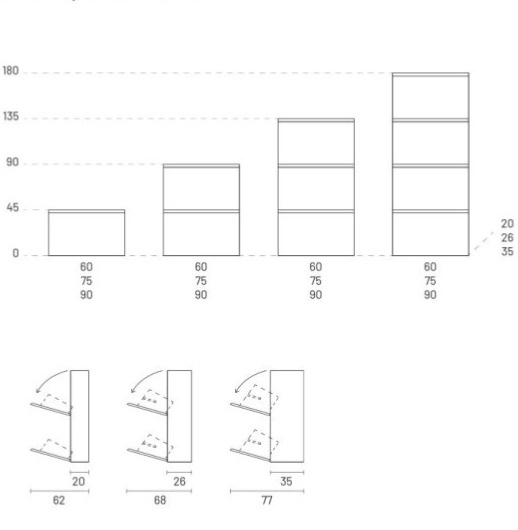 Botník Minima pro 16/32/48 párů bot, výška 181,8 cm