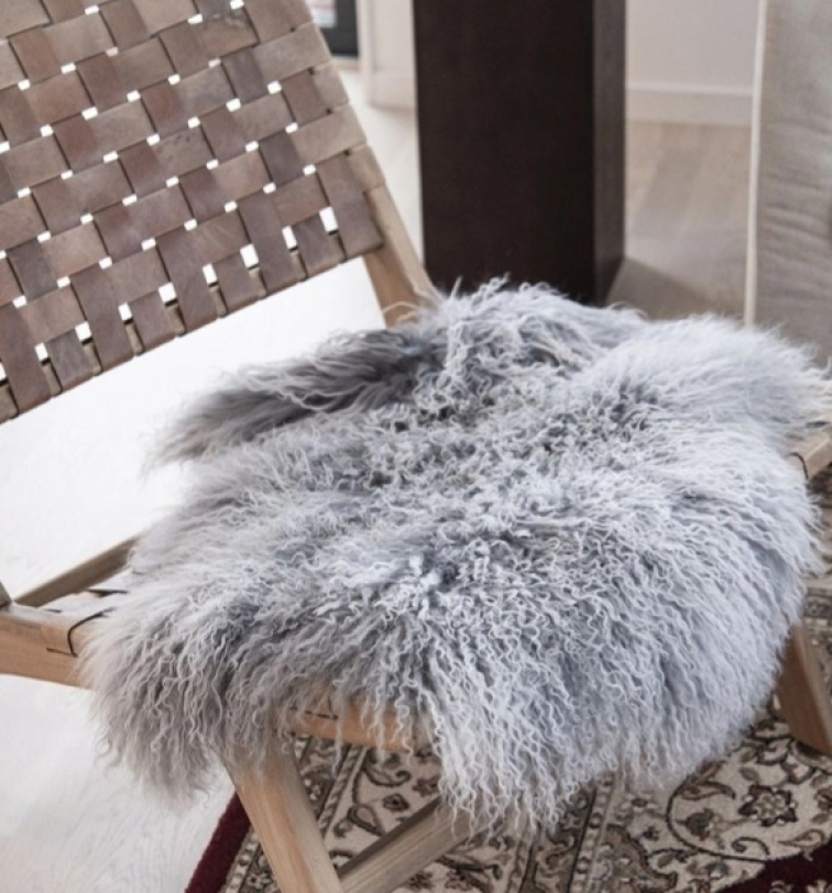 Polštář tibetská kožešina Shansi Steel, šedá, 40x40 cm