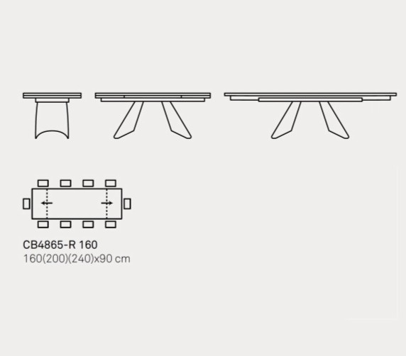 Jídelní stůl Orion, 160(200)(240)x90 cm, CB4865-R 160