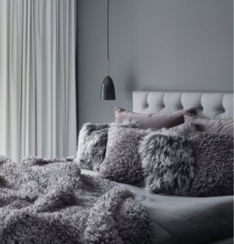 Polštář Silvertop, tibetská kožešina, šedá, 40x40 cm