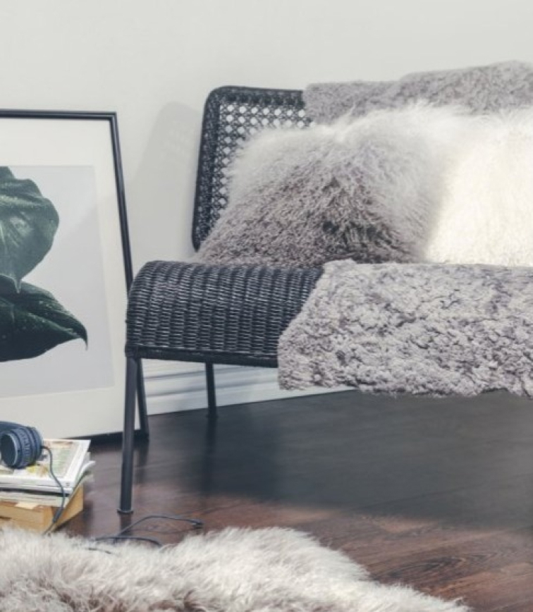 Polštář tibetská kožešina Shansi, šedá Degradé - 60x40 cm