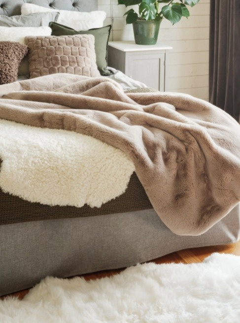 Pléd Bubble Taupe, umělá kožešina, hnědošedý, 120x180 cm