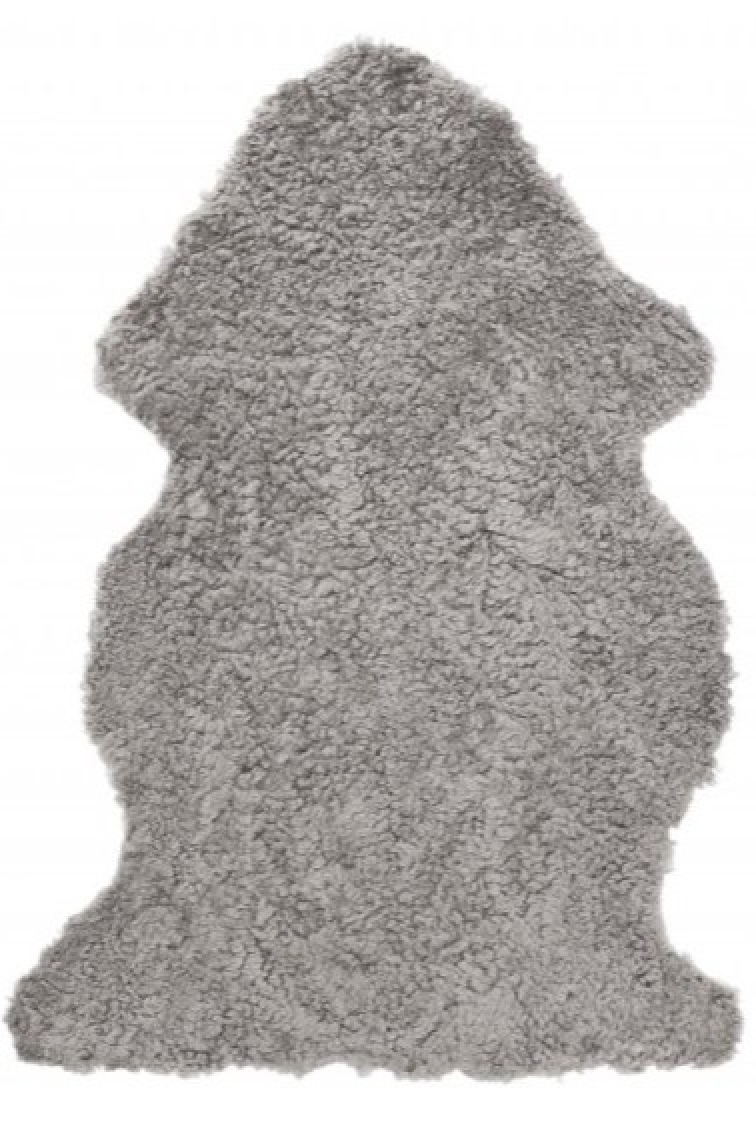 Kudrnatá australská kožešina Curly, přírodní šedá, 95x60 cm