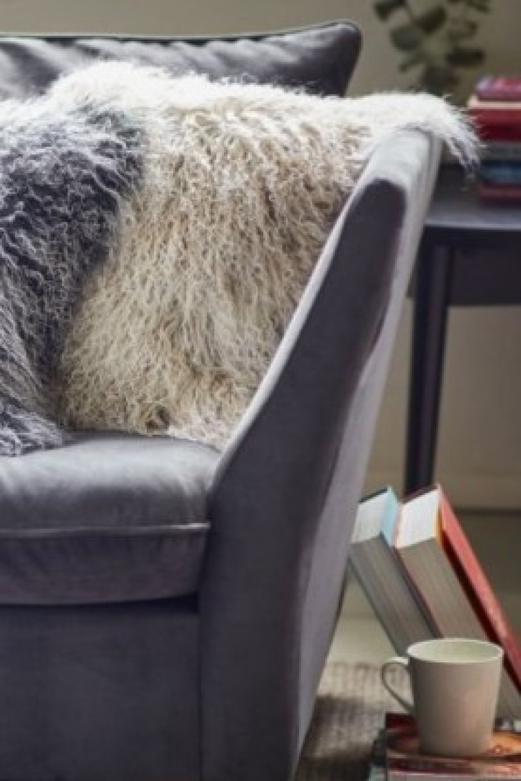 Polštář tibetská kožešina Shansi, béžová Degradé, 40x40 cm