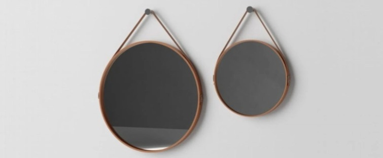 Kulaté zrcadlo Astra, detail pravé kůže