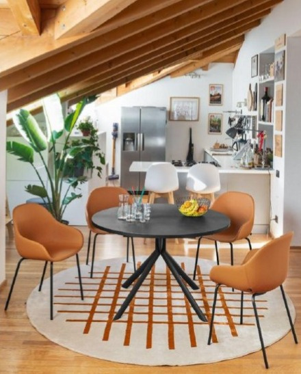 Kulatý koberec Cek, béžovo-oranžový, Ø240 cm, CB7257-C