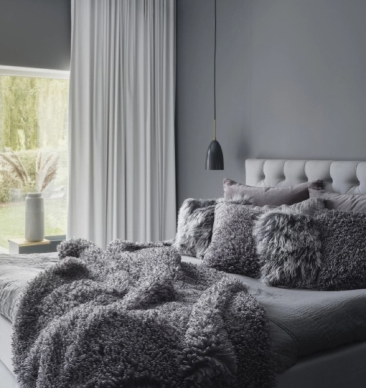 Polštář tibetská kožešina, černá - 40x40 cm