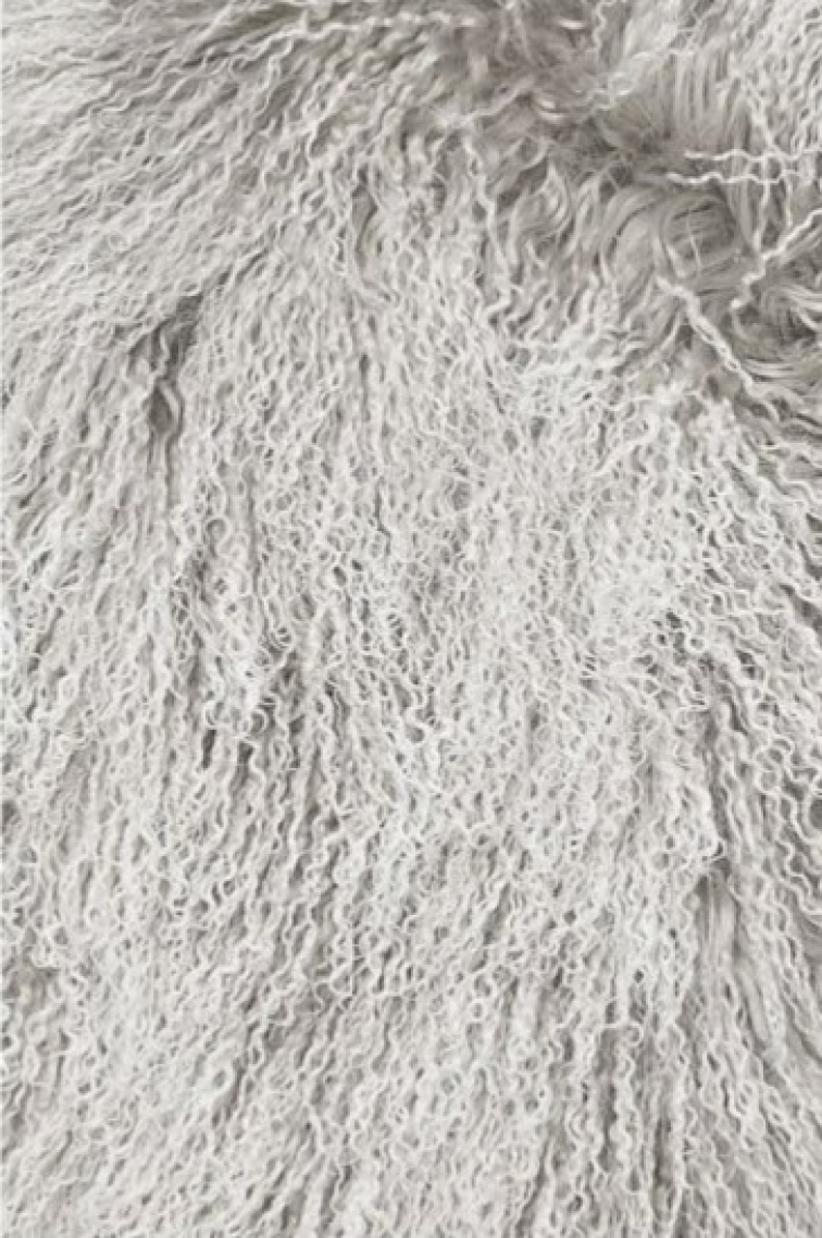 Polštář Snowtop, tibetská kožešina, světle šedá, 60x40 cm