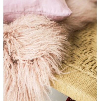 Tibetská kožešina Dusty Pink, kudrnatá, růžová, 95x55 cm