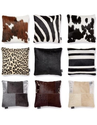 Polštář Panther Patty, hovězí kůže, 45x45 cm