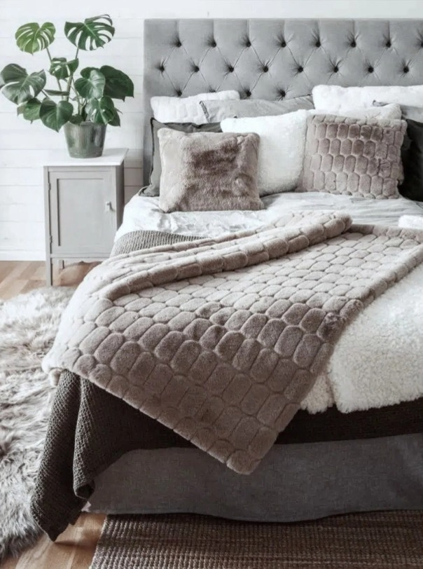 Pléd Bubble Grey, umělá kožešina, šedý, 120x180 cm