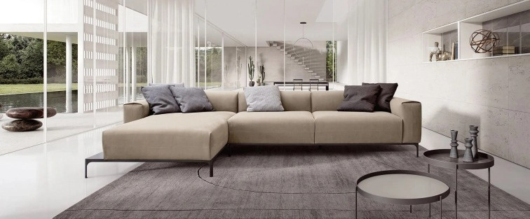 Minimalistická sedačka Spencer, 248 cm, látková, modulární