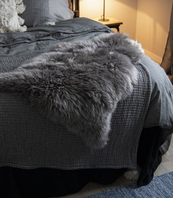 Dlouhosrstá australská kožešina Gently, grafit, 95-100 cm