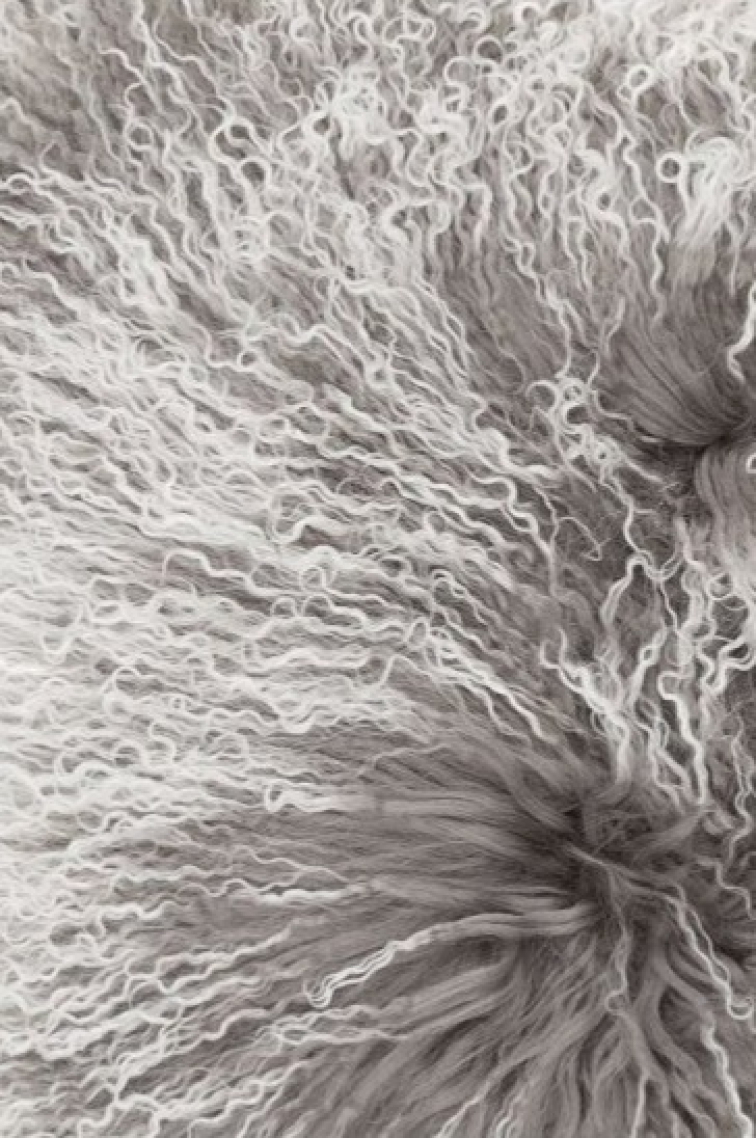 Polštář Snowtop, tibetská kožešina, šedá, 40x40 cm