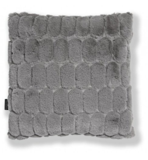 Polštář Bubble Grey, 45x45 cm, umělá kožešina, šedý