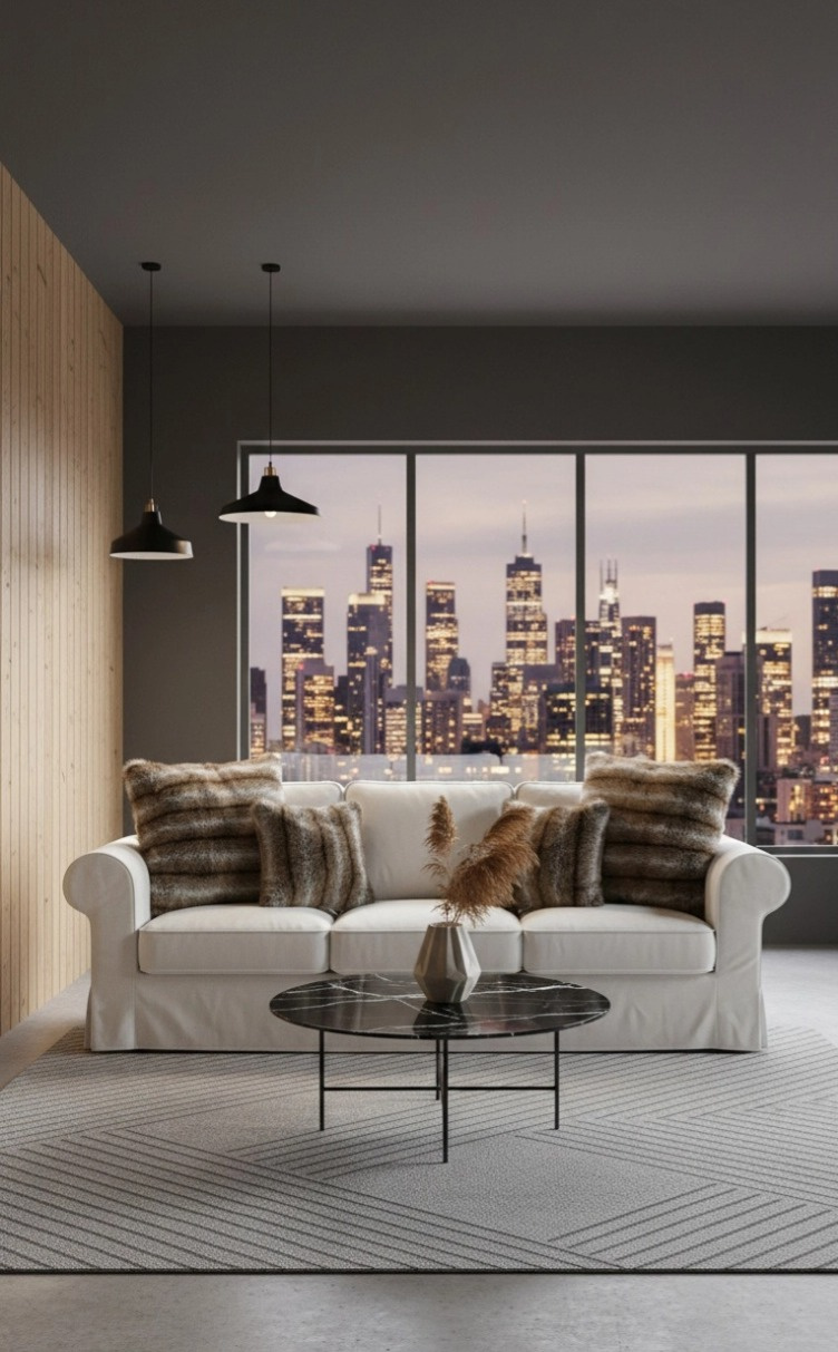 Polštář Hunter Brown, umělá kožešina, 50x90 cm