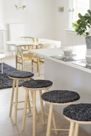 Kožešina na židli Curly Dark Grey, antracitová, Ø34 cm